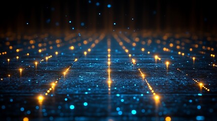 Fototapeta premium Abstract Blue And Orange Light Trails On Dark Surface
