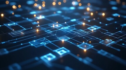 Abstract Digital Network Connections Illuminated