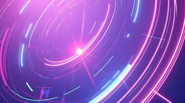 Glowing neon circles with dynamic lines, creating a futuristic and vibrant design for modern visuals