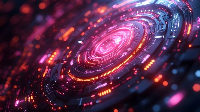 Futuristic Swirling Glowing Energy Vortex in Cosmic Digital Universe