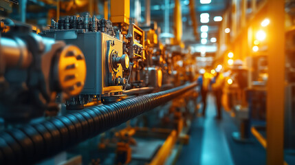 Industrial assembly line with advanced machinery in a modern factory setting