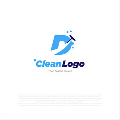 Letter D with windows cleaning logo