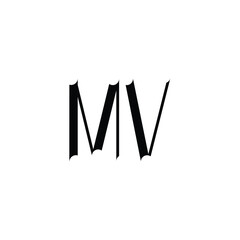 MV monogram logo design letter text name symbol monochrome logotype alphabet character simple logo