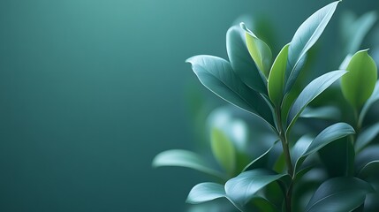 Obraz premium Lush Green Leaves Against Teal Background