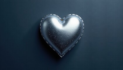 Obraz premium Glossy Silver Heart Against Deep Blue: A Stunning Contrast in Photography