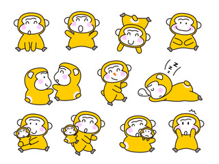 かわいいサルの表情セット