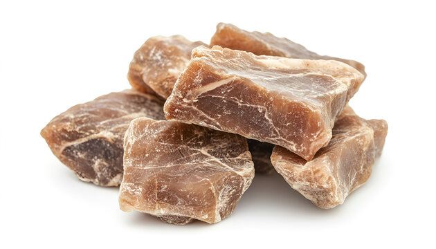 Pieces of pork fatback isolated on white