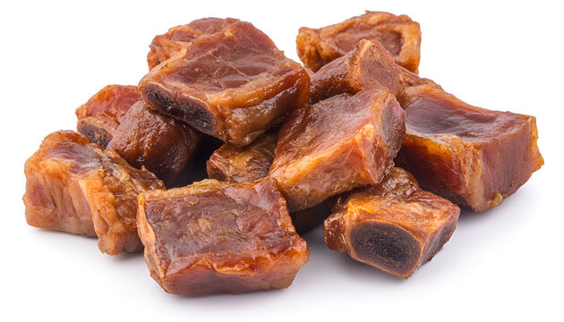 Pieces of pork fatback isolated on white