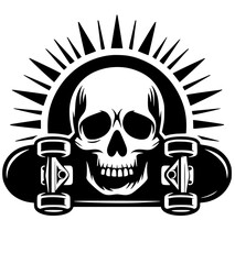 Skull skateboard silhouette