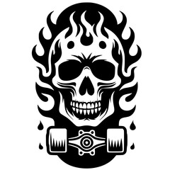 Skull skateboard silhouette