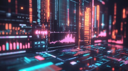 Obraz premium Futuristic data stream, financial charts, digital background, tech analysis