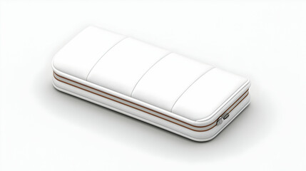 White leather jewelry case on white background; product shot for online store