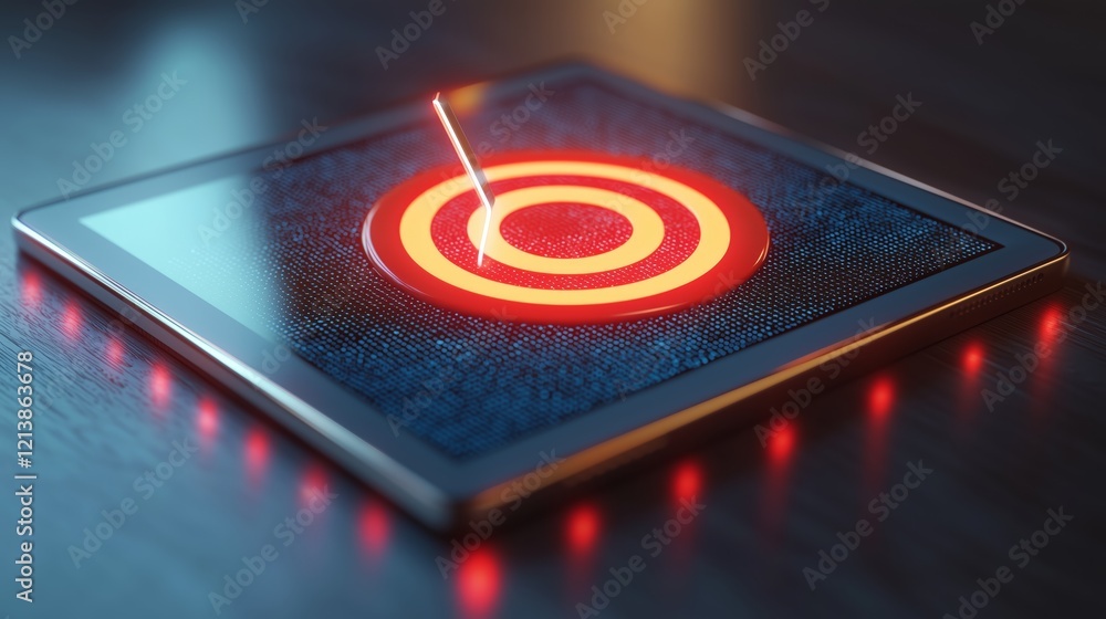 Poster futuristic interface with target symbol and glowing elements