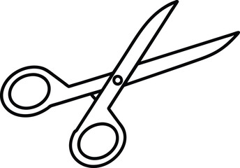 Simple Line Drawing of Open Metal Scissors Tool