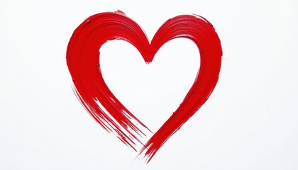 Vibrant Red Heart Against Stark White Background: A Bold Contrast in Painted Art