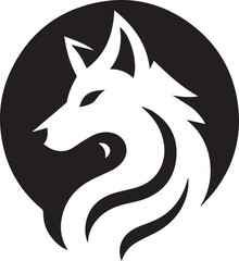 simple wolf logo on black and white background