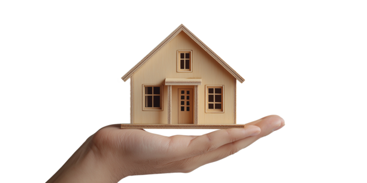 model of a house on his palms hand concept of mortgage lending real estate insurance construction design - Powered by Adobe