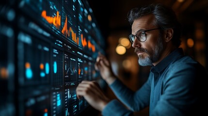 Analyst reviewing data on a large screen. (1)