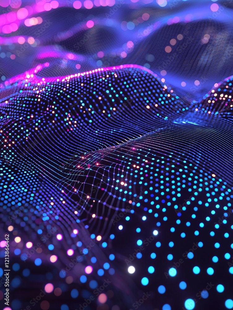Poster information records processing, dynamic system flow, glowing streams of data, synchronized ai themes