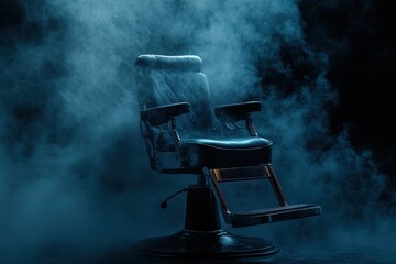 A hazy black background with a salon chair. Generative Ai