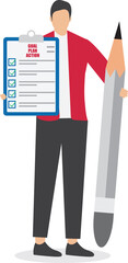 Goal plan and action, process flow or strategy for career improvement, business plan to reach success, increase efficiency or productivity, businessman holding pencil with Goal, Plan, action checklist