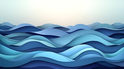 Fototapeta premium A paper cut illustration of waves symbolizing emotional flow, with smooth transitions and calming tones, with the space for text.