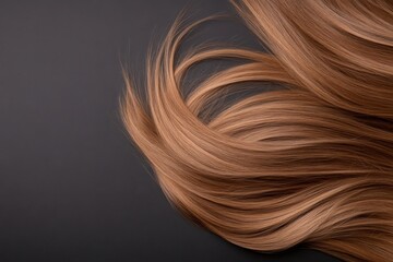 Naklejka premium Long brown hair flowing on dark background
