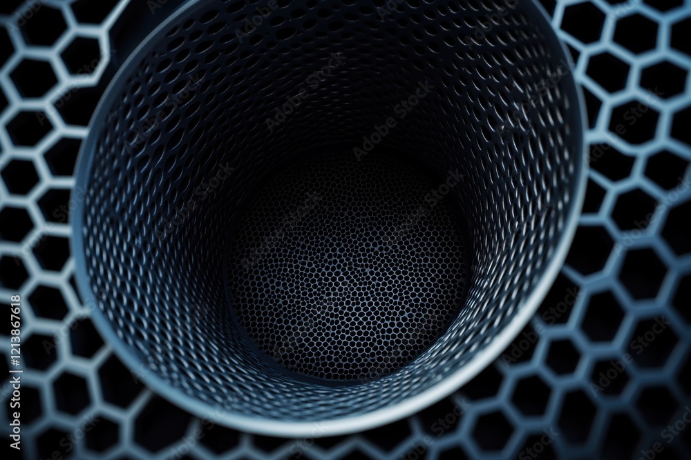 Aufkleber future-oriented black honeycomb abstract backdrop. generative ai