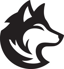 simple wolf logo on black and white background