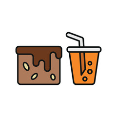 Soda drink and brownies food icons with a fun and refreshing design