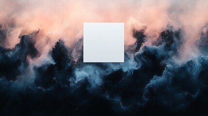 Abstract Artwork Featuring a Blank Square Against a Cosmic Background