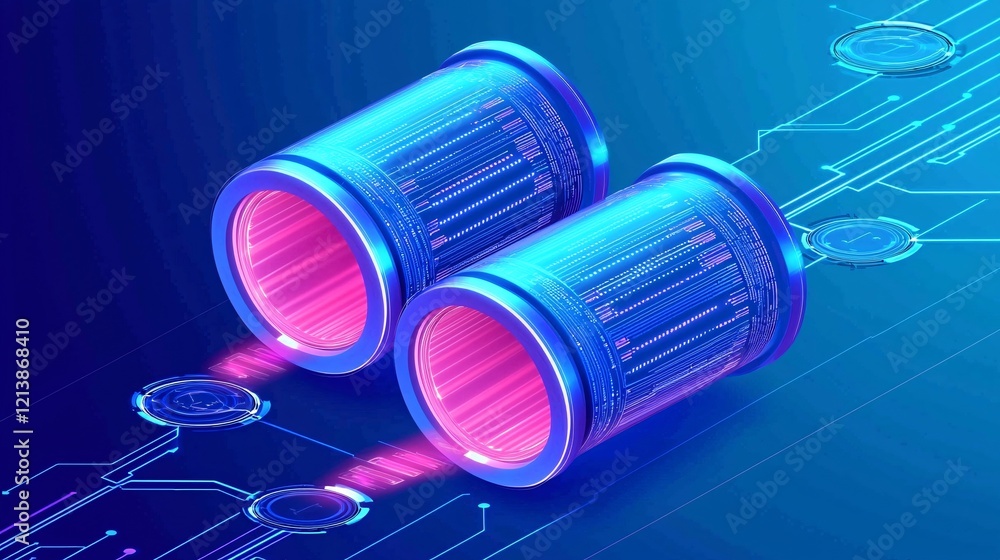 Aufkleber information records processing, glowing tech pipelines, abstract ai-driven systems, cyberpunk aesthe