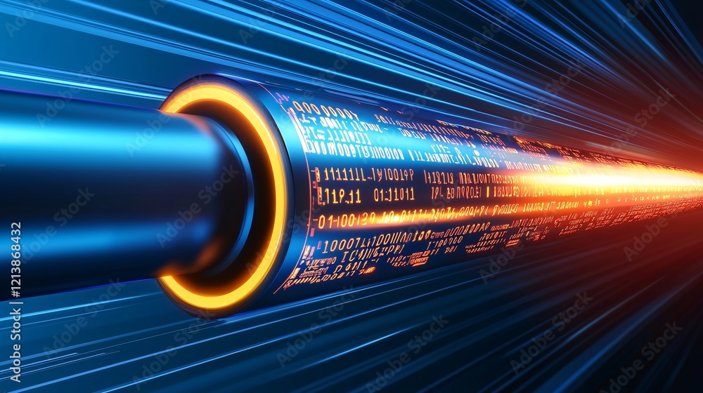 Aufkleber information records processing, glowing tech pipelines, abstract ai-driven systems, cyberpunk aesthe