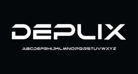 Abstract technology futuristic alphabet font. digital space typography vector illustration design