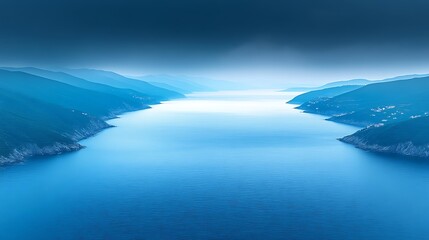 Naklejka premium Serene Blue Bay Between Verdant Mountains