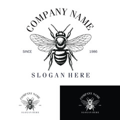 Bee Logo Design Vintage Luxury Company