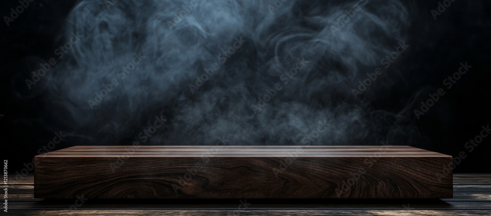 Poster mysterious indoor setting with fog and plants creating an eerie yet captivating atmosphere in the ev