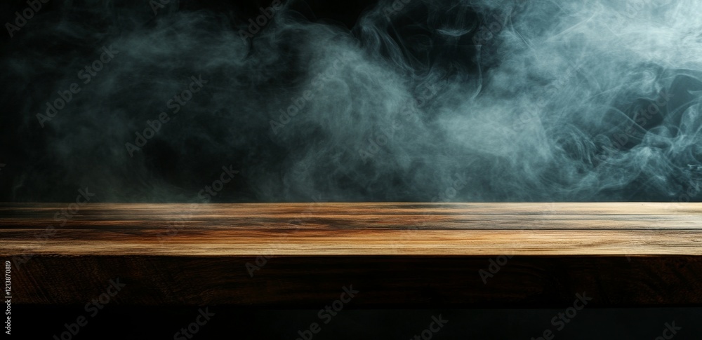 Poster mysterious indoor setting with fog and plants creating an eerie yet captivating atmosphere in the ev