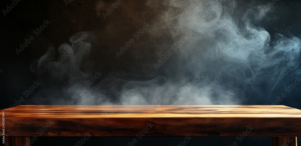 Poster mysterious indoor setting with fog and plants creating an eerie yet captivating atmosphere in the ev