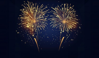 Golden fire works in the dark background