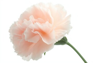 Serene Pale Pink Carnation Flower Close Up on White Background