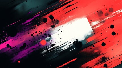 Abstract Red Pink Black Paint Strokes Artwork