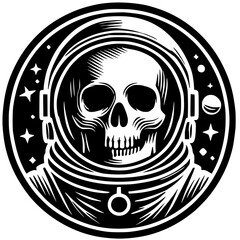Astronaut skull silhouette