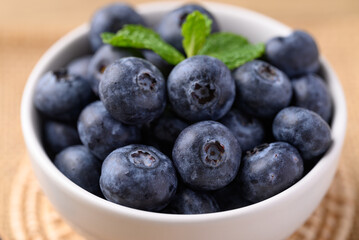 Blueberries in white bowl, Healthy fruit, Food ingredient