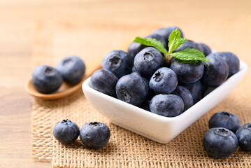 Blueberries in white bowl, Healthy fruit, Food ingredient