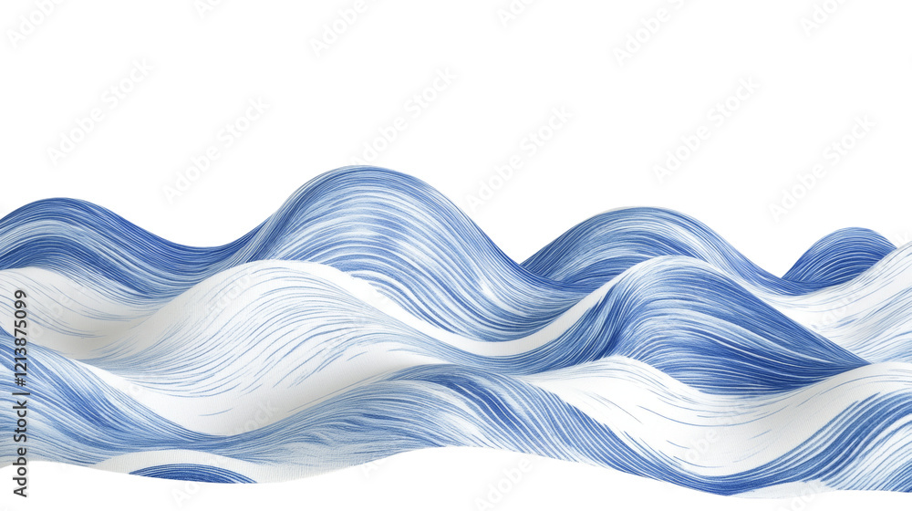 Aufkleber The image shows an abstract rendering of undulating blue and white lines creating a wave-like pattern.