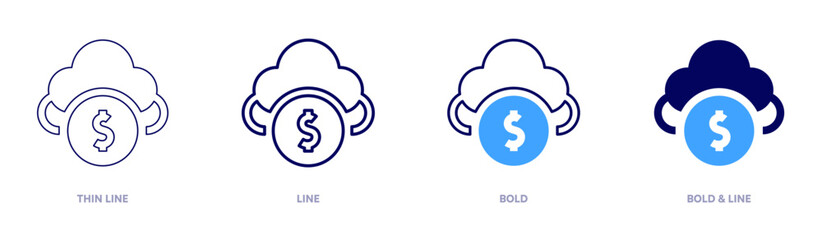 Crowfunding icon in 4 different styles. Thin Line, Line, Bold, and Bold Line. Duotone style. Editable stroke