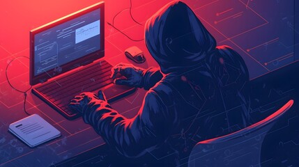 Hacker attack and cybercrime visual with phishing email theme