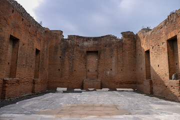 Fototapeta premium ancient Roman city ruins destroyed from eruption of Mount Vesuvius in 1st century.