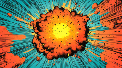 Explosion comic halftone style color background
